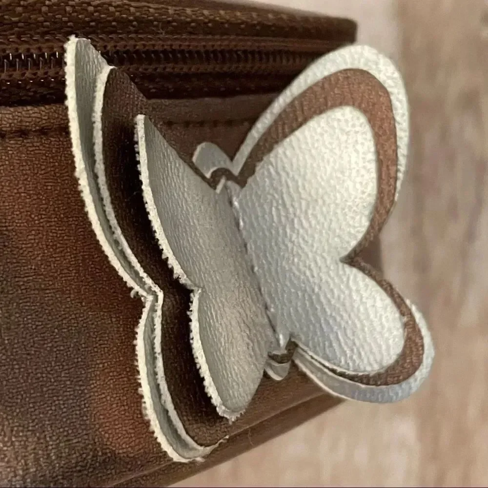 NWT Claire’s metallic brown little zipper jewelry train case with 3D Butterfly